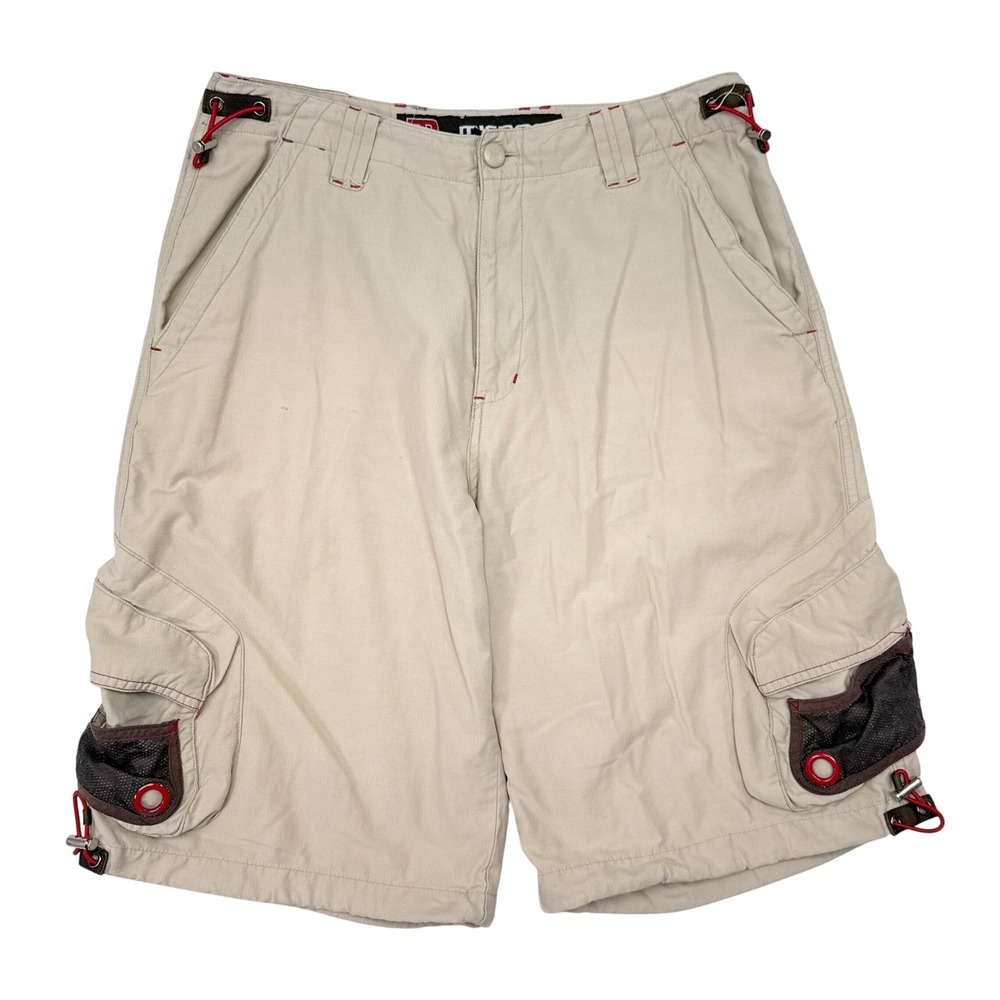 Vintage Y2K Cargo Shorts Mens Size 32 Tan Utility Paratrooper Micros Baggy Loose